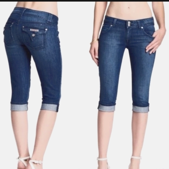 Hudson Malibu Cap Denim Cuffed Shorts - Picture 1 of 14